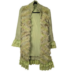 Vintage Y2K faux fur cardigan GV2 niche designer green